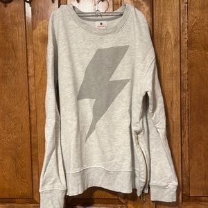 Sundry lightning bolt grey & white side zip sweatshirt